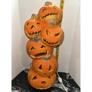 Vintage TRENDMASTERS 18" Lighted Pumpkin Totem Pole Stacked Halloween Foam Mold